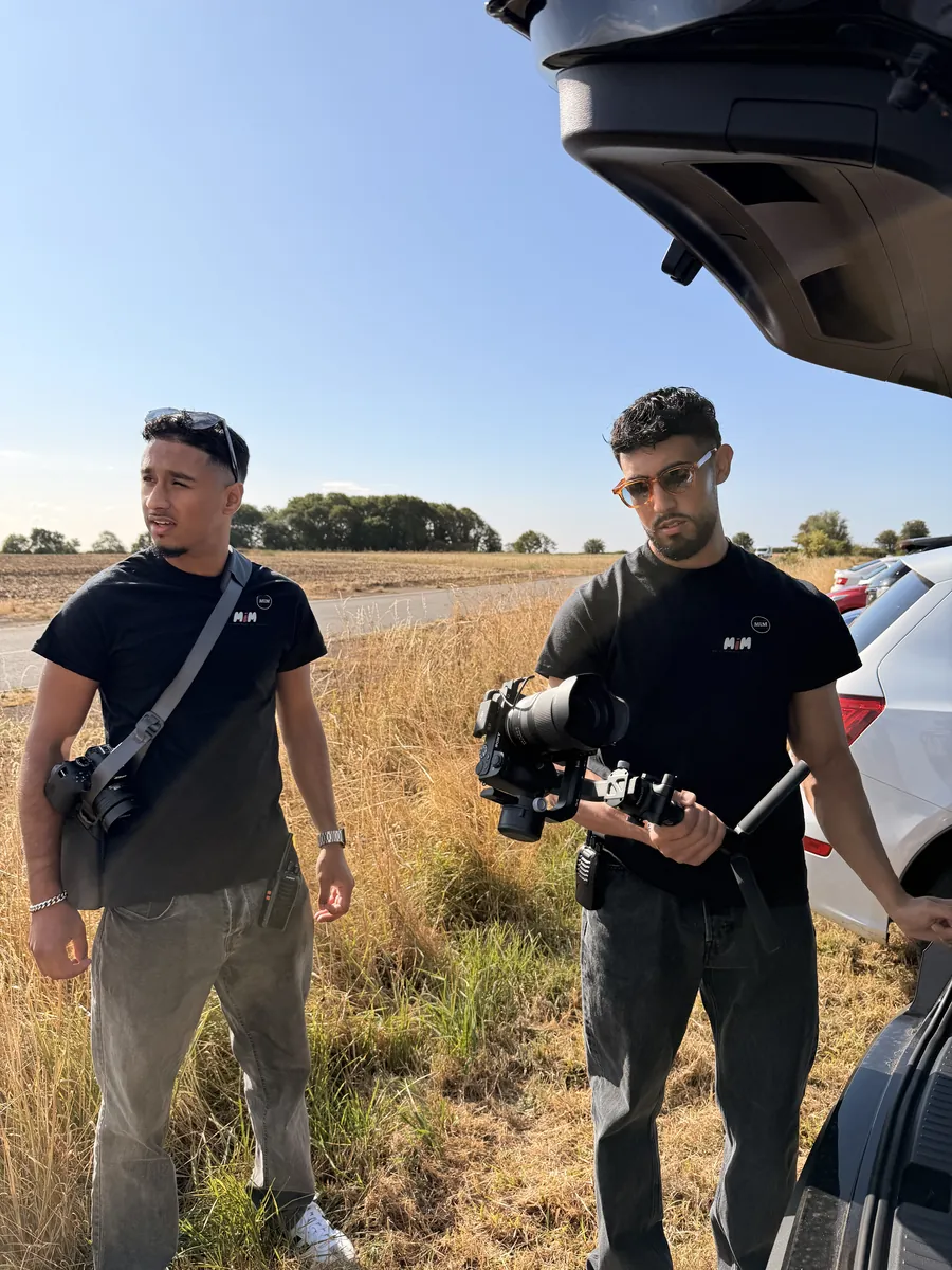 Two of us on a runway, gimbals ready
